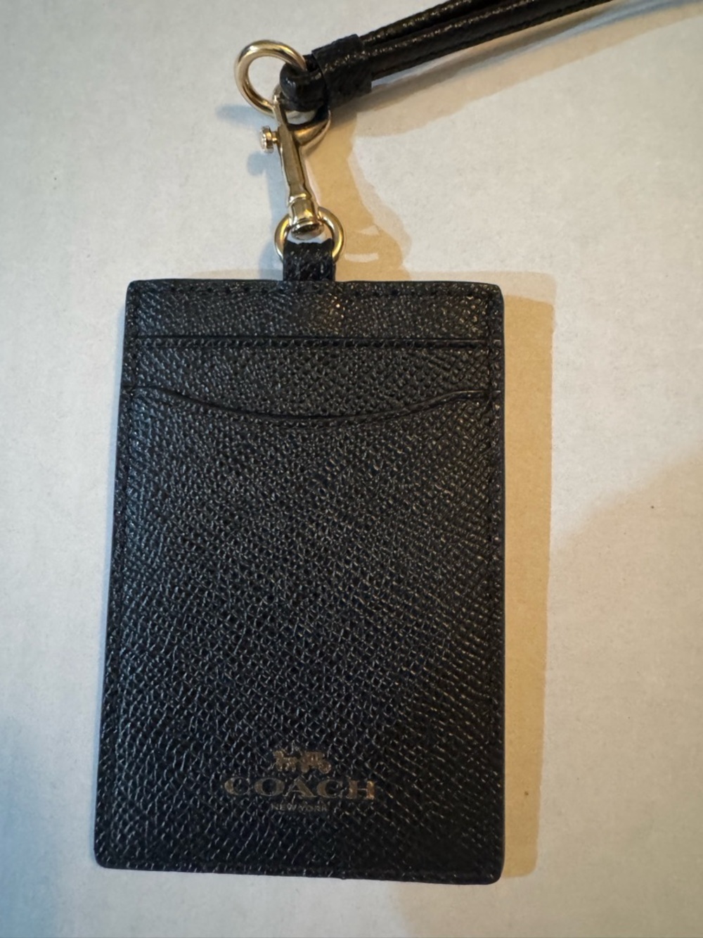 Coach Signature Solid Black Lanyard ID Badge Card Holder - Picture 3 of 7